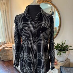 Black and White Plaid Button Down Shirt